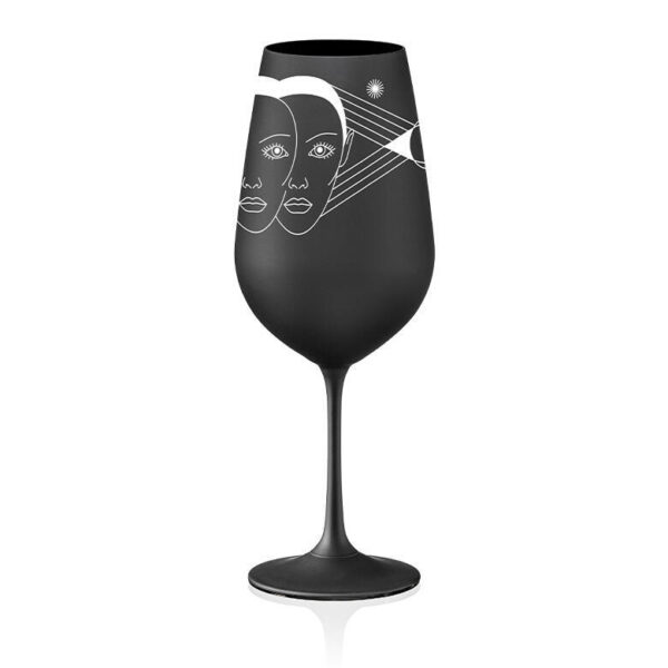 Sklenice na víno Zodiac Blíženec 550 ml | Černá