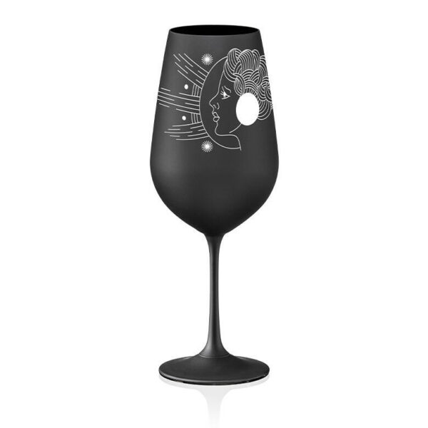 Sklenice na víno Zodiac Panna 550 ml | Černá