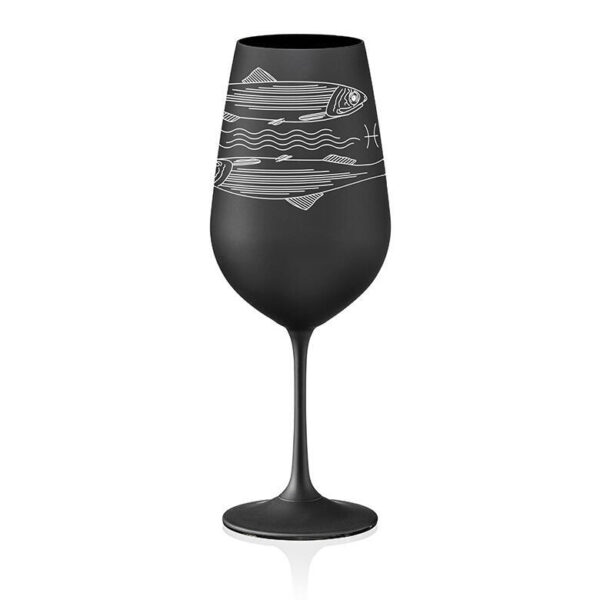 Sklenice na víno Zodiac Ryby 550 ml | Černá