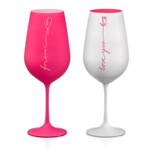 Red wine glass Love 550 ml | Pink & White