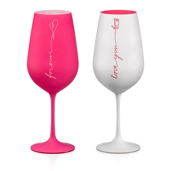 Sklenice na červené víno Love 550 ml | Růžová & Bílá